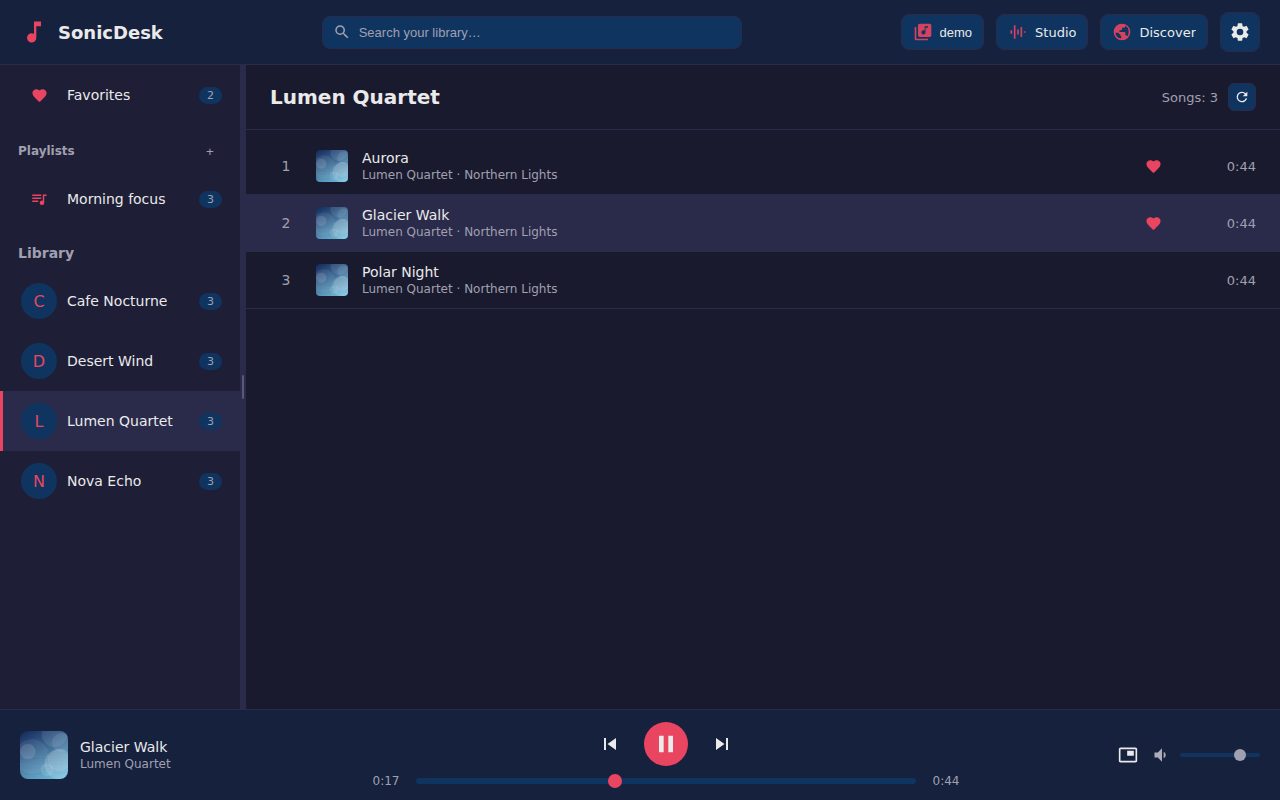 SonicDesk music player